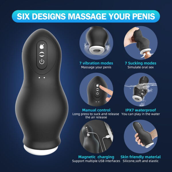 Male Automatic Dragon Suction Airplane Cup Glans Vibrating Sucking Massager Penis Exerciser Adult Sex Erotic Products - Image 2