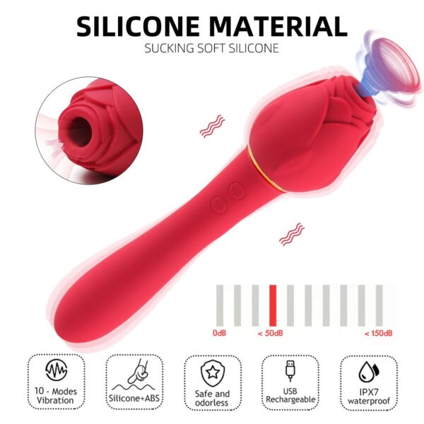 New Variable Frequency Mute Female Handle Rose Vibration Liquid Silicone Massage Stick