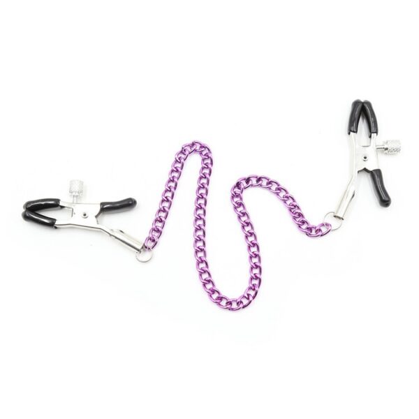 Erotic Leather Breast Clamps with Chain - Flirtatious Adult Toy for Women