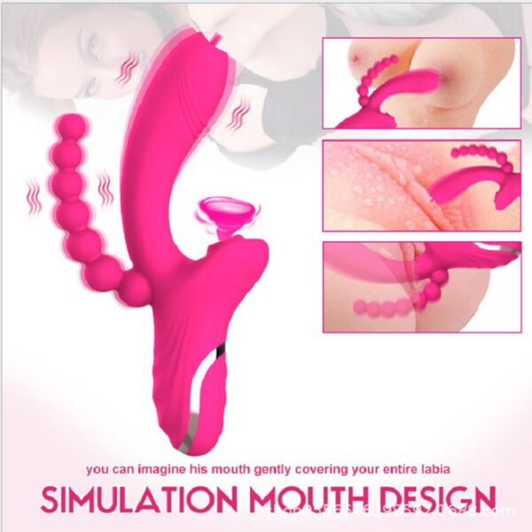 New Rose Vibrator Second-Generation 3-In-1 Tongue Licking And Sucking Vibrator Female Masturbation Sex Double-Headed Stick - Image 2