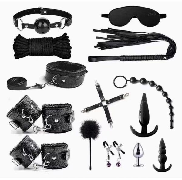 Leather Goods Plush 14-Piece Set Erotic Adult Bondage Rear Anal Plug