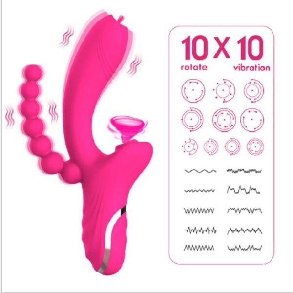 New Rose Vibrator Second-Generation 3-In-1 Tongue Licking And Sucking Vibrator Female Masturbation Sex Double-Headed Stick - Image 3