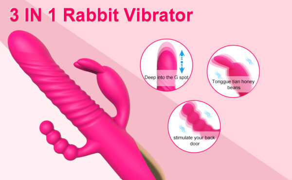 FUN MATES Rabbit Vibrator 3 in 1 Dildo Vibrator 7Thrusting+10 Vibration G spot Vibrator Clitoral Stimulator Vagina Anal - Image 3