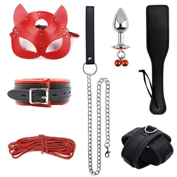 Erotic Goods Leather Sponge Combination Series Set Handcuffs Ankle Cuffs Conditioning Bondage Alternative Toys - Image 19