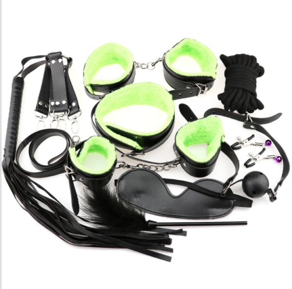 10 Pcs/set Sexy Lingerie PU Leather BDSM Sex Bondage Set Hand Cuffs Footcuff Whip Rope Blindfold Erotic Sex Toys - Image 4