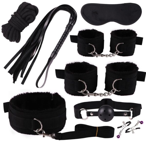 11PCS/SET Sex Toys For Couples Exotic Accessories Nylon Silicone Sex Bondage Set Lingerie Handcuffs Whip Rope Anal Vibrator - Image 9