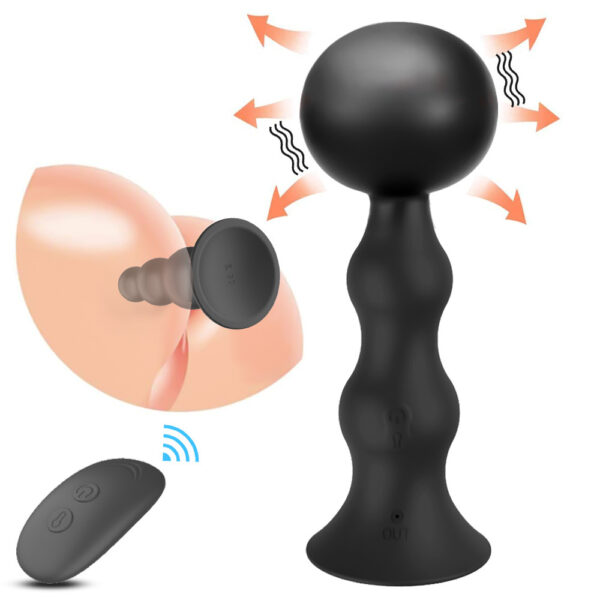 Adult Sex Products Remote Control Charging Gun Gourd Silicone Vibration Inflatable Rear Court Bead Anal Plug - Image 3