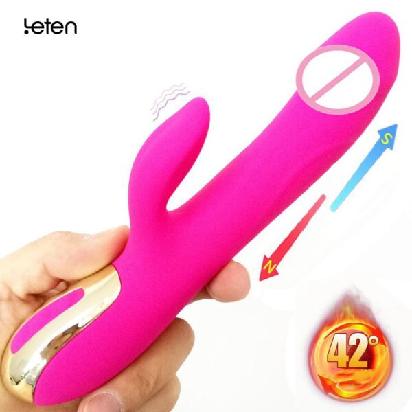 Leten Electromagnetic Pulse thrusting dildo vibrator with heating function,10 frequency penis wand Massager - Image 2