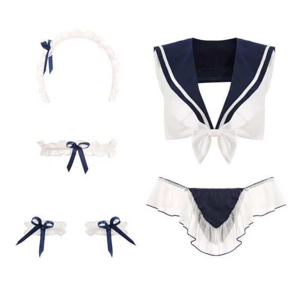 JK Uniform Sexy Lingerie Erotic See Through Cosplay Costumes Kawaii Lace Top Panties for Women Sailor School Girl Outfit - Image 7