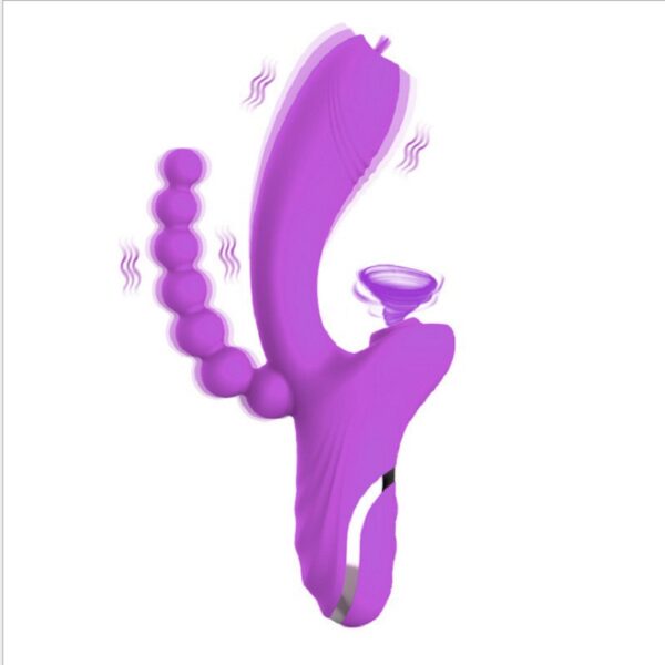 New Rose Vibrator Second-Generation 3-In-1 Tongue Licking And Sucking Vibrator Female Masturbation Sex Double-Headed Stick