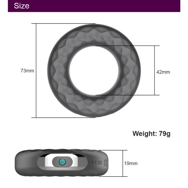 Donut Lock Sperm Ring Rechargeable Silicone Vibrating Round Ring Male Delayed Couple Resonator Erotic Adult Sex Toys - Image 2