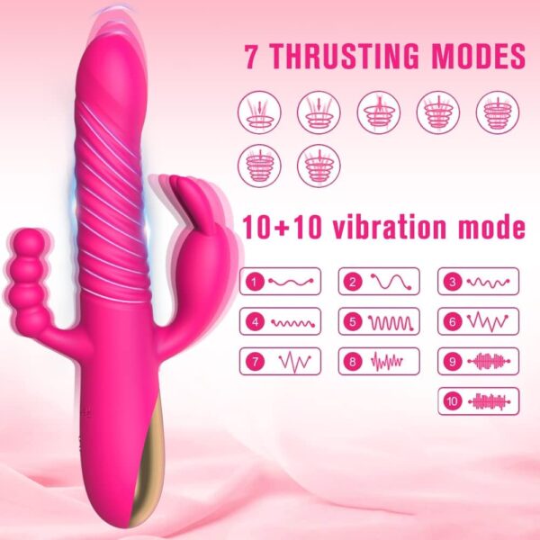 FUN MATES Rabbit Vibrator 3 in 1 Dildo Vibrator 7Thrusting+10 Vibration G spot Vibrator Clitoral Stimulator Vagina Anal - Image 5