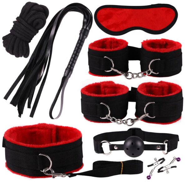 11PCS/SET Sex Toys For Couples Exotic Accessories Nylon Silicone Sex Bondage Set Lingerie Handcuffs Whip Rope Anal Vibrator - Image 11