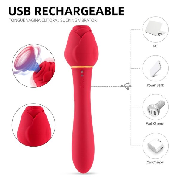 New Variable Frequency Mute Female Handle Rose Vibration Liquid Silicone Massage Stick - Image 3