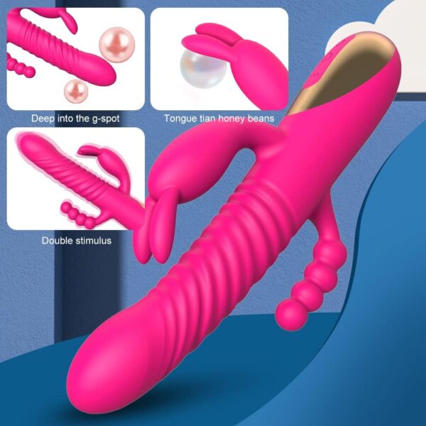 FUN MATES Rabbit Vibrator 3 in 1 Dildo Vibrator 7Thrusting+10 Vibration G spot Vibrator Clitoral Stimulator Vagina Anal - Image 4