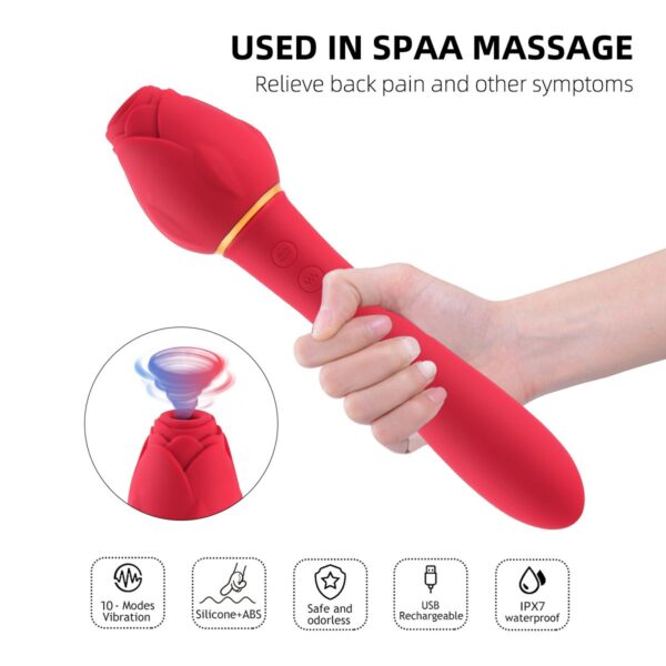 New Variable Frequency Mute Female Handle Rose Vibration Liquid Silicone Massage Stick - Image 2