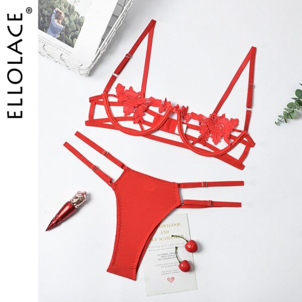 Ellolace Sexy Lingerie Women's Underwear Set See Through Brassiere Lingerie Set Sexy Lace Underwear Bra and Panty Set Wholesale - Image 8