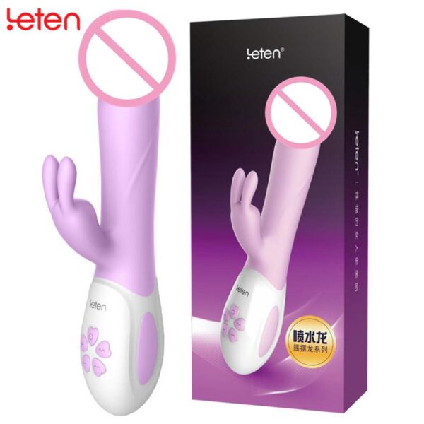 Leten USB Charge 2 Motor G Spot Clitoris Anal Dildo Rabbit Swing Vibrator Sex Toys - Image 2