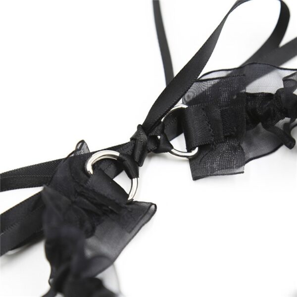 Funny Black Neck Cover New Elastic Belt Silver Bell Neck Cover Adult Products Women's Collar Lace Toys - Image 3