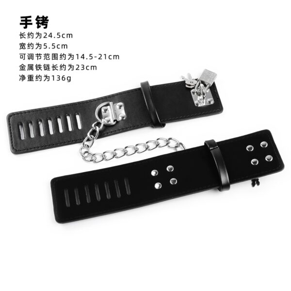 Adult Family Planning Products Sexy Leather Lockable Handcuffs Adjustable Hand Binding Toys - Image 2