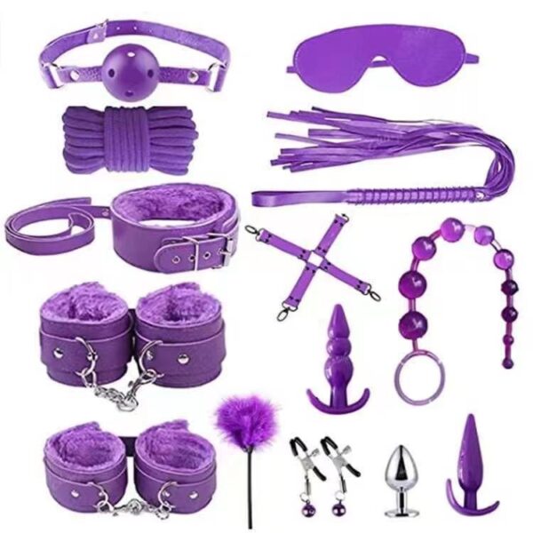 Leather Goods Plush 14-Piece Set Erotic Adult Bondage Rear Anal Plug - Image 7