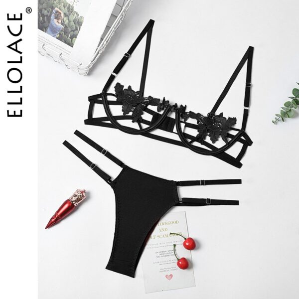 Ellolace Sexy Lingerie Women's Underwear Set See Through Brassiere Lingerie Set Sexy Lace Underwear Bra and Panty Set Wholesale - Image 7