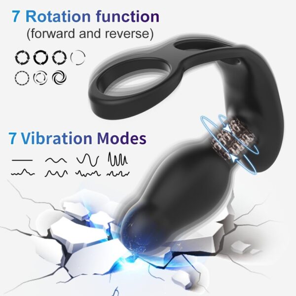 LEVETT Adult Sex Toys Anal Vibrator,Prostate Massager with Remote Control,Double Cock Ring Wearable Anal Plug,Butt Plug Vibrator