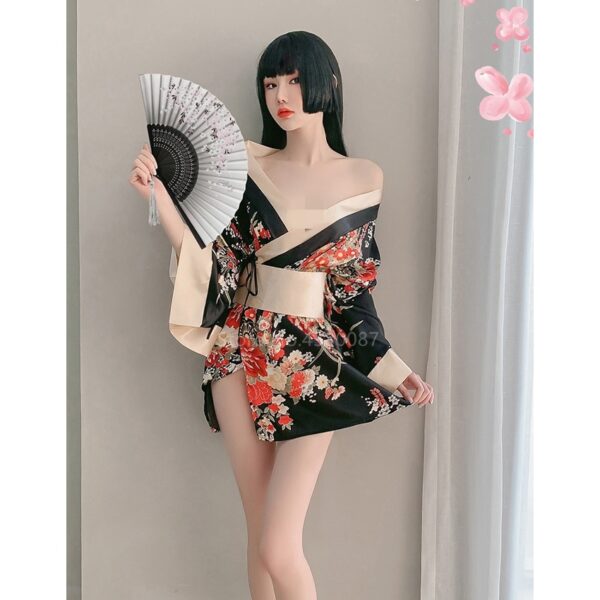 Japanese Kimono Dress for Women Cardigan Sexy Floral Print Yukata Asian Obi Sleepwear Traditional Geisha Robe Vintage Clothes - Image 5