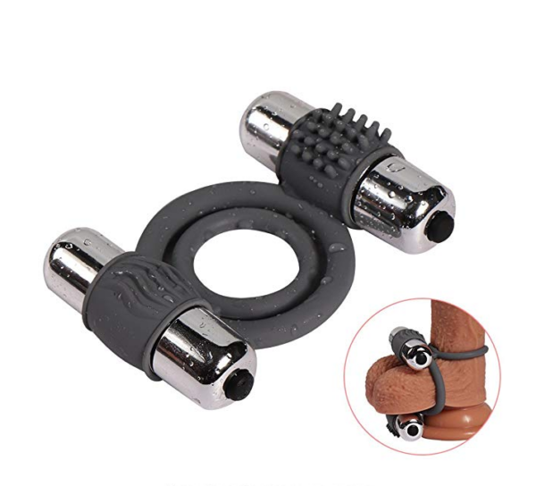 Men Power Double Head Vibration Delay Ring Silicone Massage Ring - Image 3