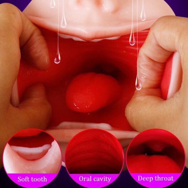 Adult Products Artificial Real Feeling 3D Deep Throat Male Masturbator Oral Masturbator Pocket Tongue Oral Sex Toys For Men - Image 3