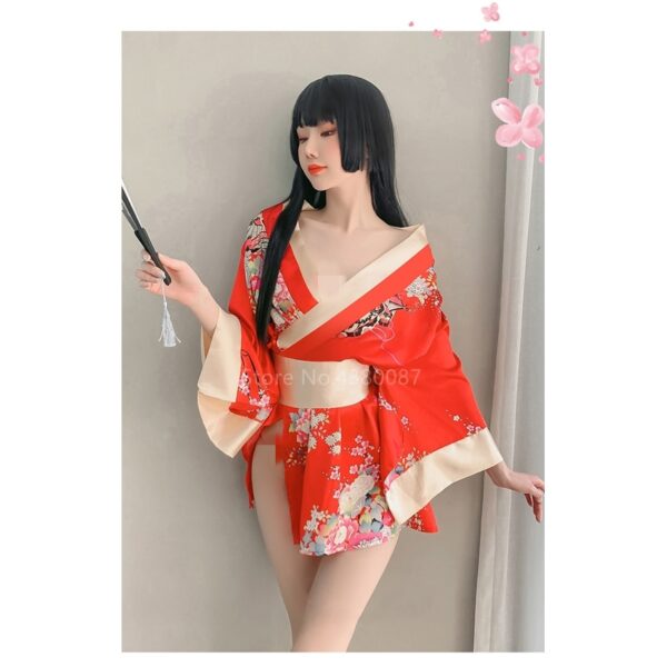 Japanese Kimono Dress for Women Cardigan Sexy Floral Print Yukata Asian Obi Sleepwear Traditional Geisha Robe Vintage Clothes - Image 7