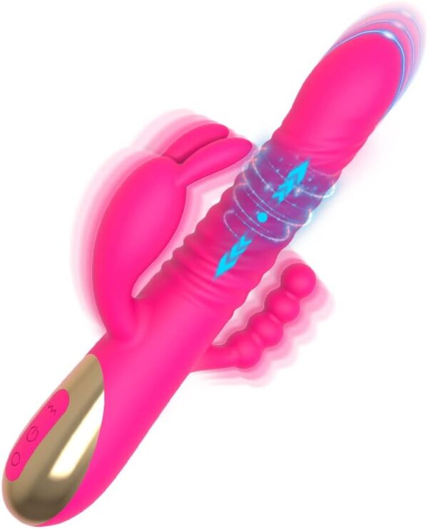 FUN MATES Rabbit Vibrator 3 in 1 Dildo Vibrator 7Thrusting+10 Vibration G spot Vibrator Clitoral Stimulator Vagina Anal