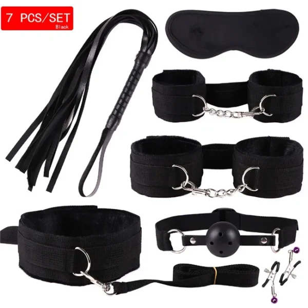 23 Pcs Bdsm Bondage Adult Slave Games Set Sex Handcuffs Whip Mouth Gag Porno Sex Butt Plug Bead Anal Plug Vibrator For Couples - Image 12