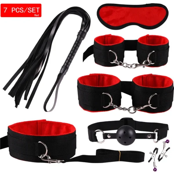 23 Pcs Bdsm Bondage Adult Slave Games Set Sex Handcuffs Whip Mouth Gag Porno Sex Butt Plug Bead Anal Plug Vibrator For Couples - Image 14